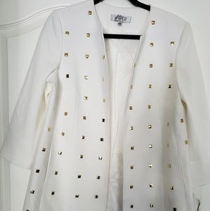 White studded open jacket